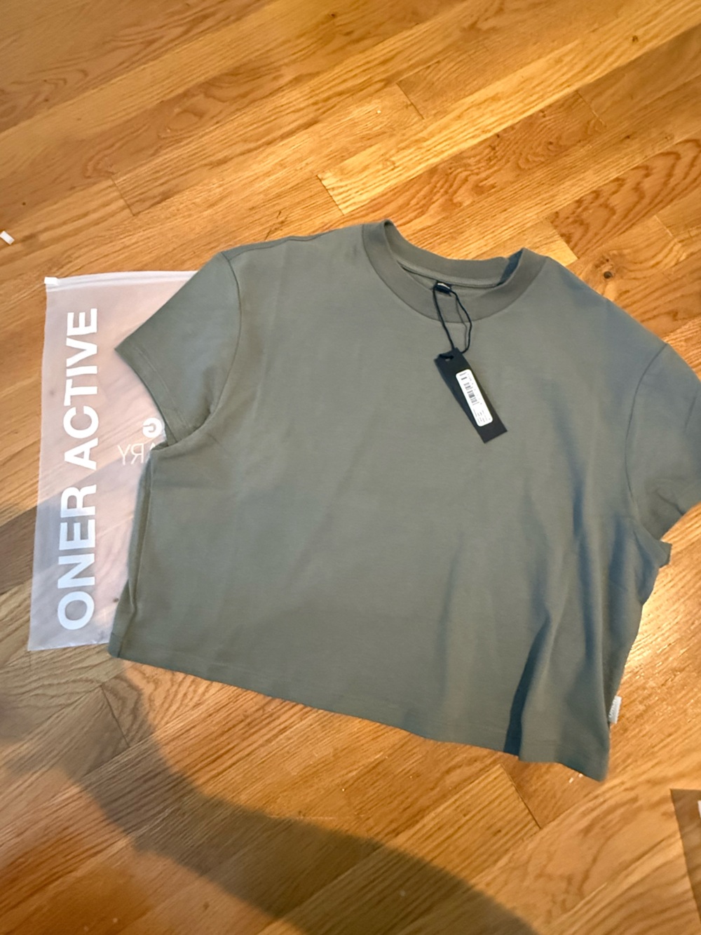 Oner Active Alpine Green Cotton Relaxed T-Shirt with Gray Logo